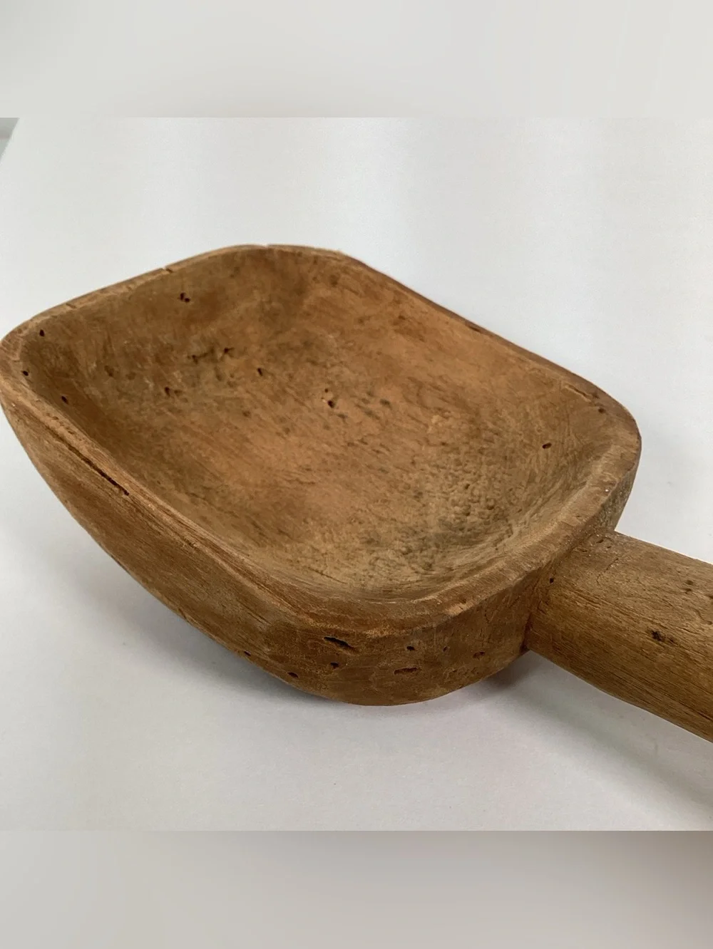 Antique Primitive Large 15 in. Wooden Spoon With Hook Hand Carved Unique